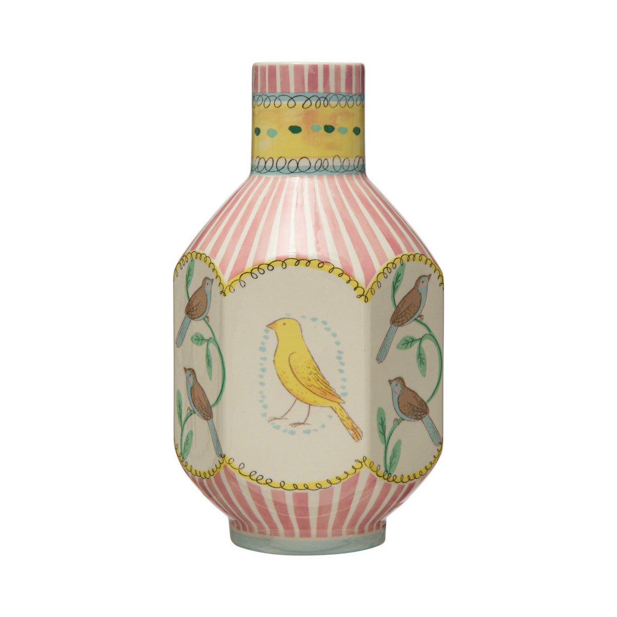 Design Shop Ceramic Vase w/ Birds, Multi Color