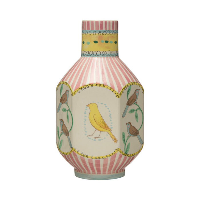 Design Shop Ceramic Vase w/ Birds, Multi Color