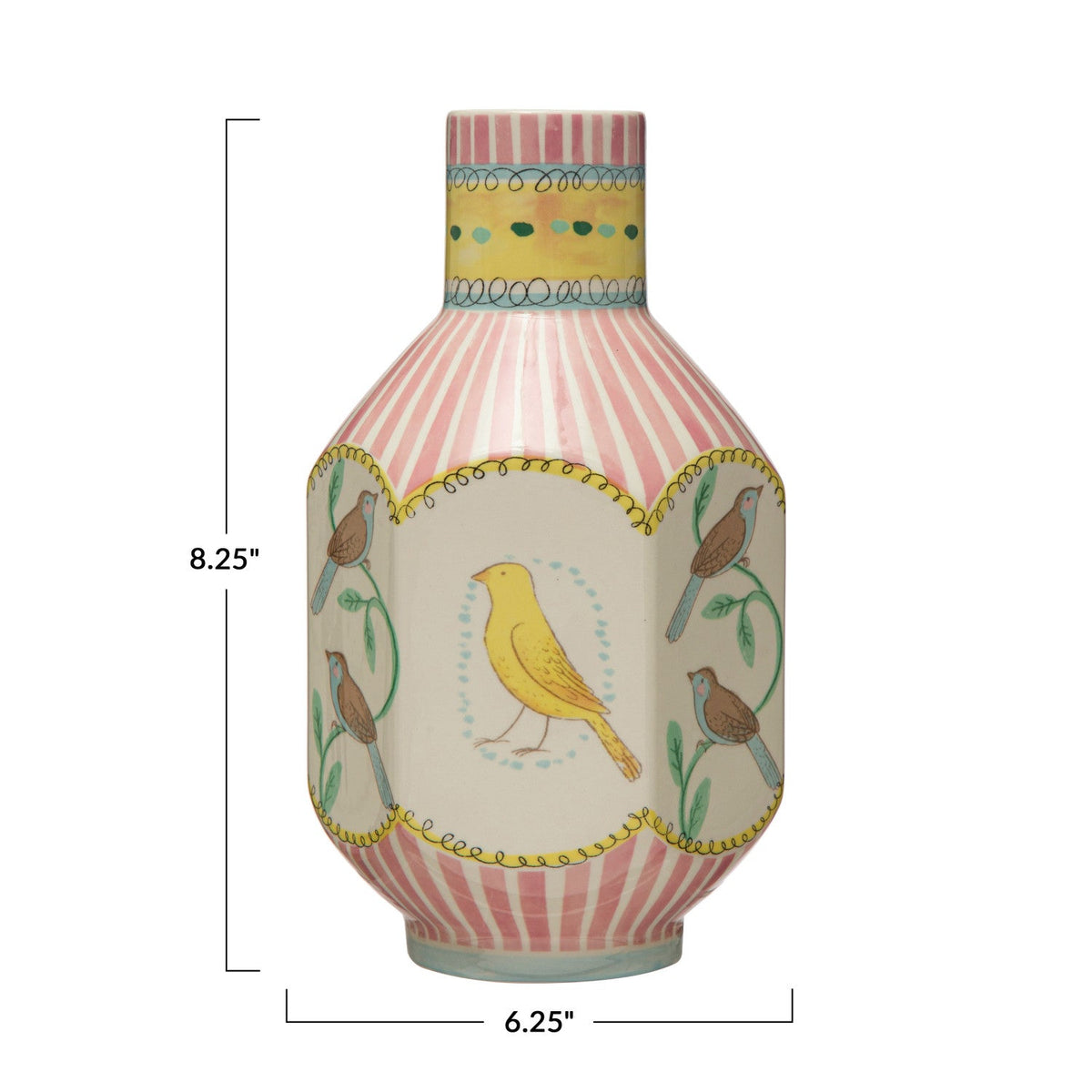 Design Shop Ceramic Vase w/ Birds, Multi Color
