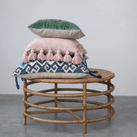 Design Shop Cotton Velvet Embroidered Pillow w/ Hamsa Hand Pattern & Chambray Back, Polyester Fill