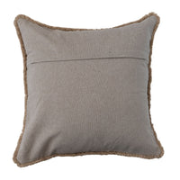 Design Shop Cotton Slub Pillow w/ Embroidered Pattern, Chambray Back & Fringe, Polyester Fill