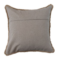Design Shop Cotton Slub Pillow w/ Embroidered Pattern, Chambray Back & Fringe, Polyester Fill