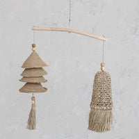 Design Shop Wood & Hand-Woven Seagrass & Rattan Mobile/Wall Hanging, Natural