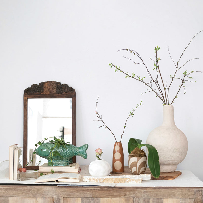 Design Shop Debossed Stoneware Fish Planter (Holds 7" Pot) (Each One Will Vary)