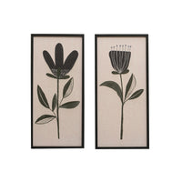 Design Shop Wood Framed Textured Wall Décor w/ Flower, Set of 2