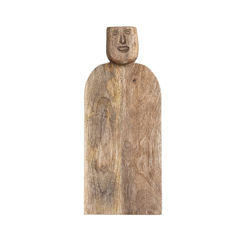 Design Shop Hand-Carved Mango Wood Cheese/Cutting Board w/ Face Handle