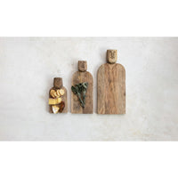Design Shop Hand-Carved Mango Wood Cheese/Cutting Board w/ Face Handle