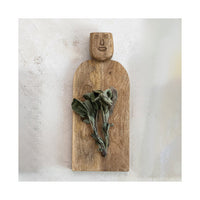 Design Shop Hand-Carved Mango Wood Cheese/Cutting Board w/ Face Handle