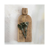 Design Shop Hand-Carved Mango Wood Cheese/Cutting Board w/ Face Handle
