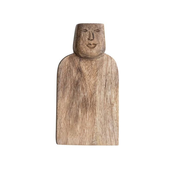 Design Shop Hand-Carved Mango Wood Cheese/Cutting Board w/ Face Handle