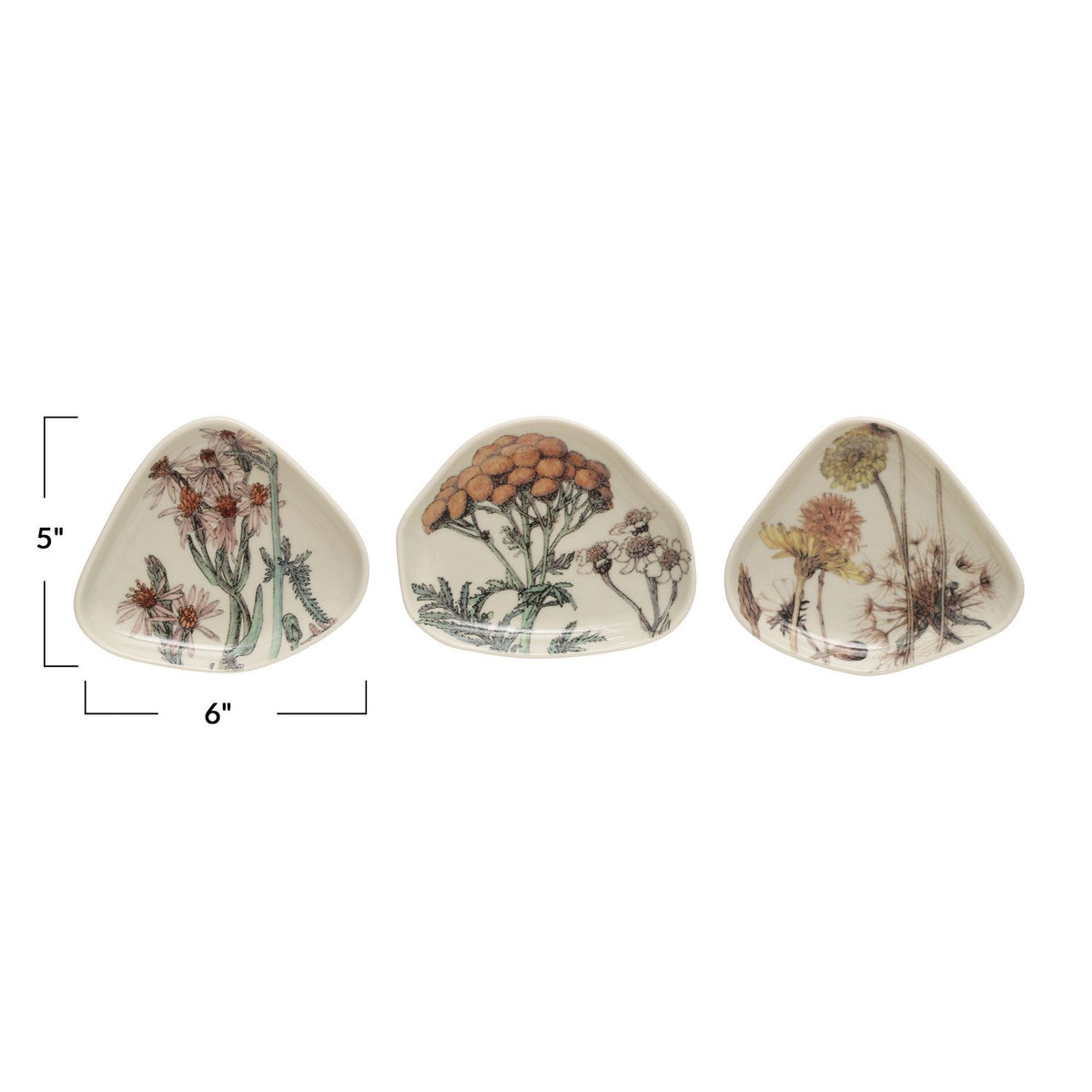 Design Shop Stoneware Dish w/ Florals, Set of 3