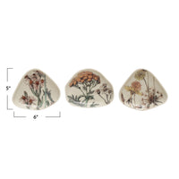 Design Shop Stoneware Dish w/ Florals, Set of 3