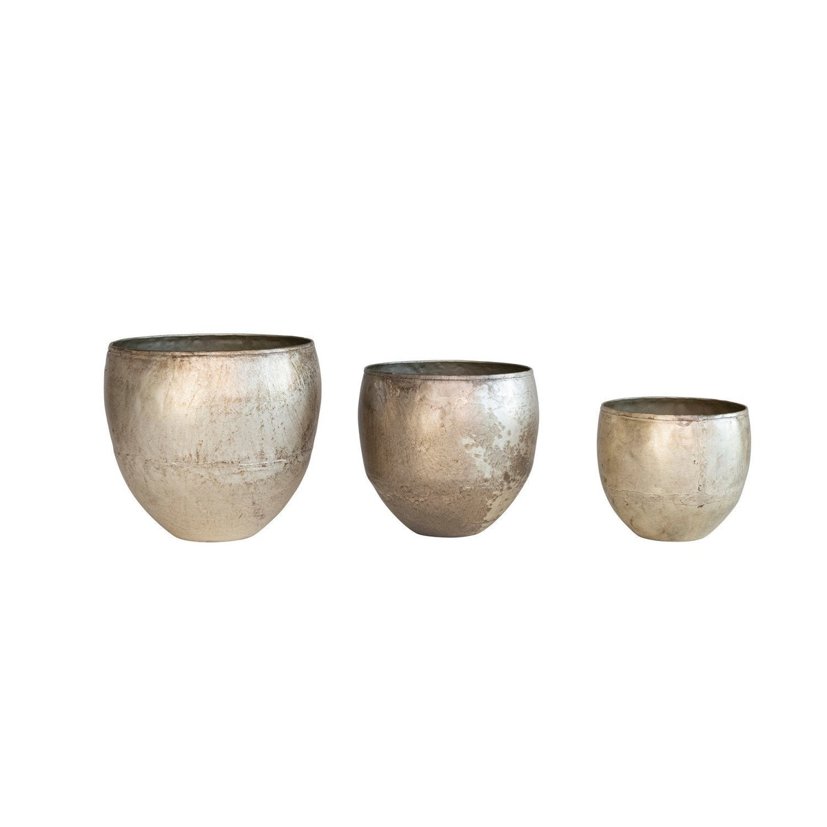 Design Shop Metal Planters, Distressed Pewter Finish, Set of 3 (Holds 6", 5" & 4" Pots)