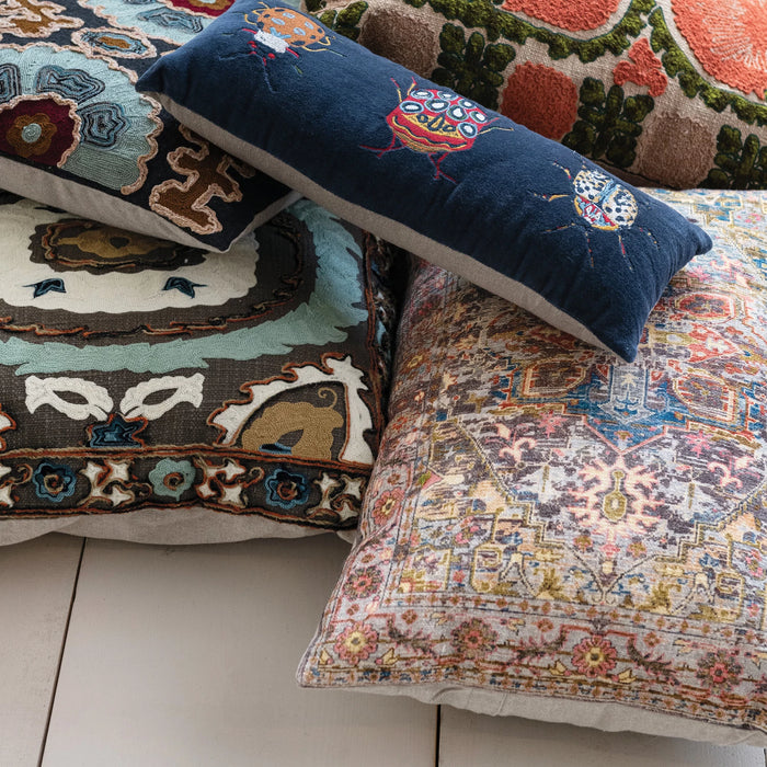 Design Shop 24"L x 16"H Cotton Printed Lumbar Pillow w/ Pattern & Chambray Back