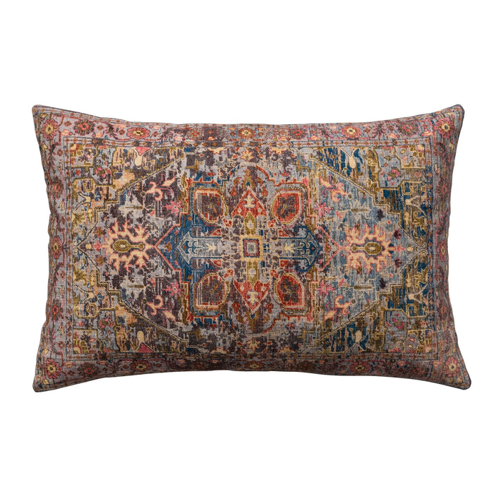 Design Shop 24"L x 16"H Cotton Printed Lumbar Pillow w/ Pattern & Chambray Back