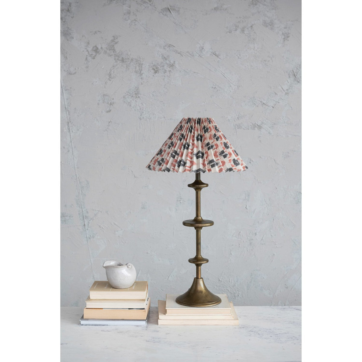 Design Shop Candlestick Table Lamp w/ Ikat Shade & Inline Switch