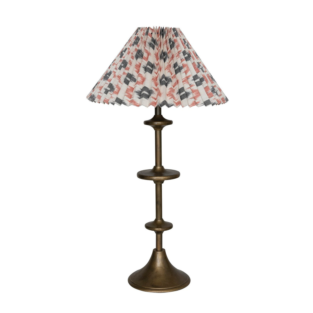 Design Shop Candlestick Table Lamp w/ Ikat Shade & Inline Switch