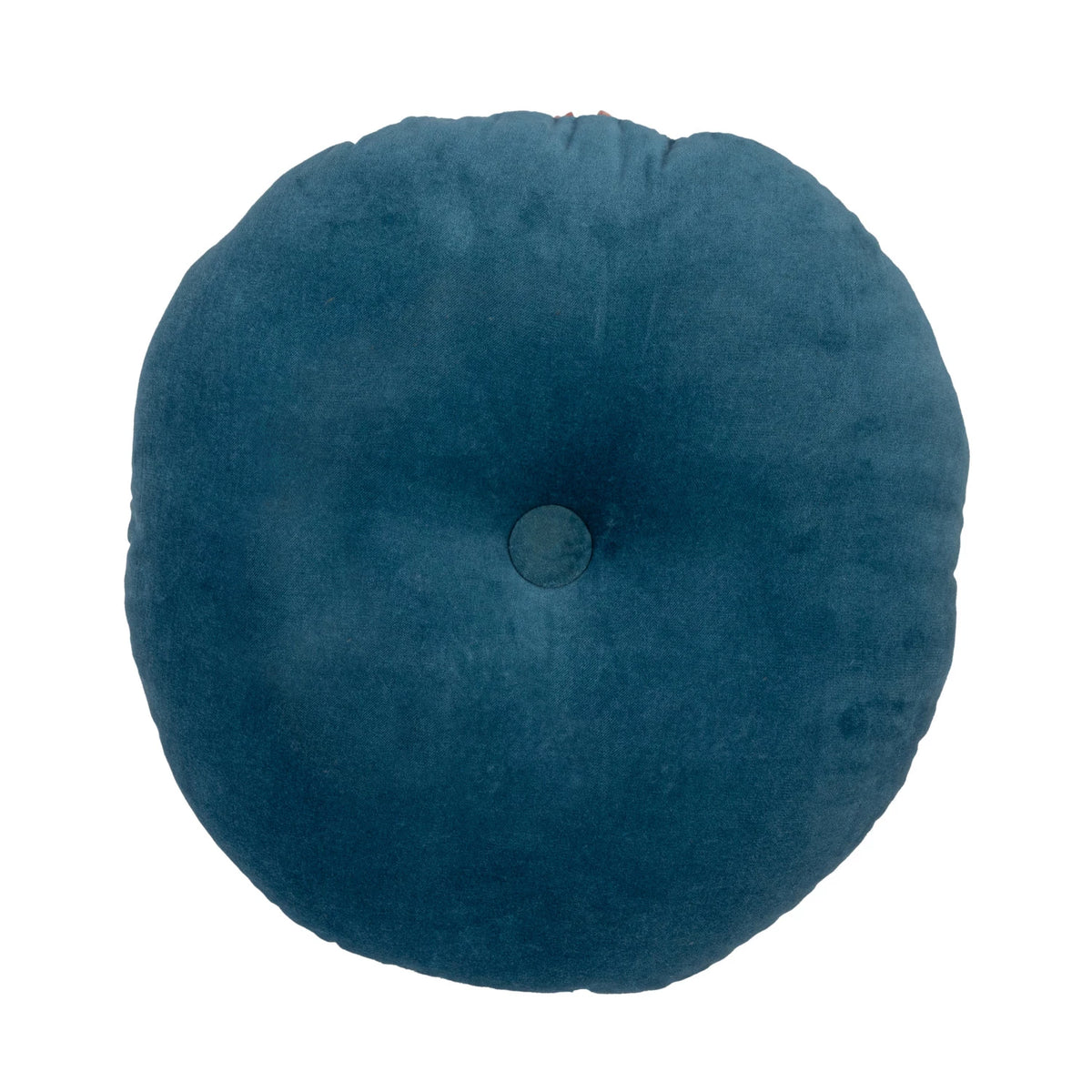 Design Shop 18" Round Cotton Pillow w/ Tufted Scallop Pattern, Navy Blue & Pink