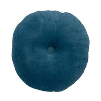 Design Shop 18" Round Cotton Pillow w/ Tufted Scallop Pattern, Navy Blue & Pink