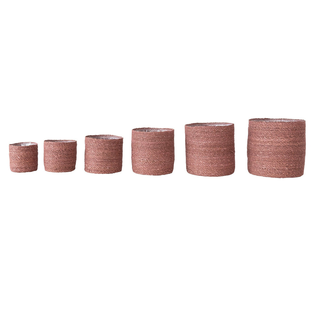 Design Shop Decorative Woven Seagrass Baskets w/ Plastic Lining, Set of 6
