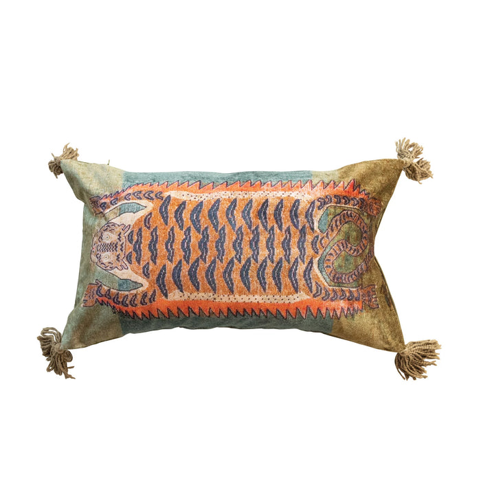 Design Shop 24"L x 14"H Cotton Velvet Printed Lumbar Pillow