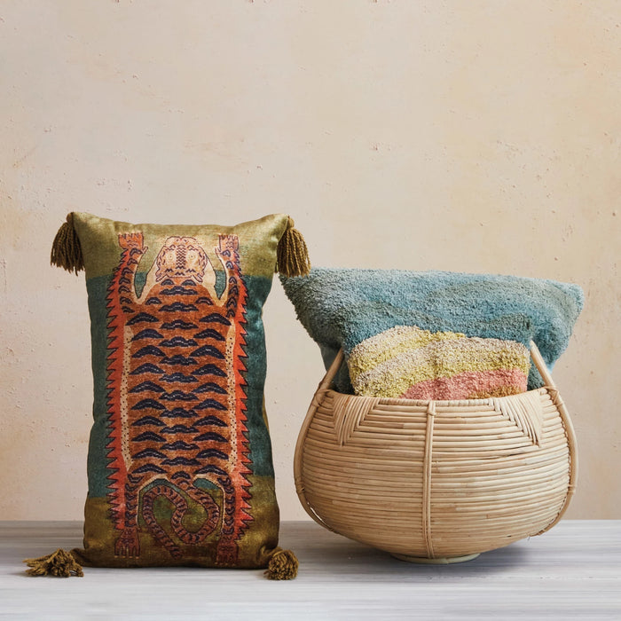 Design Shop 24"L x 14"H Cotton Velvet Printed Lumbar Pillow