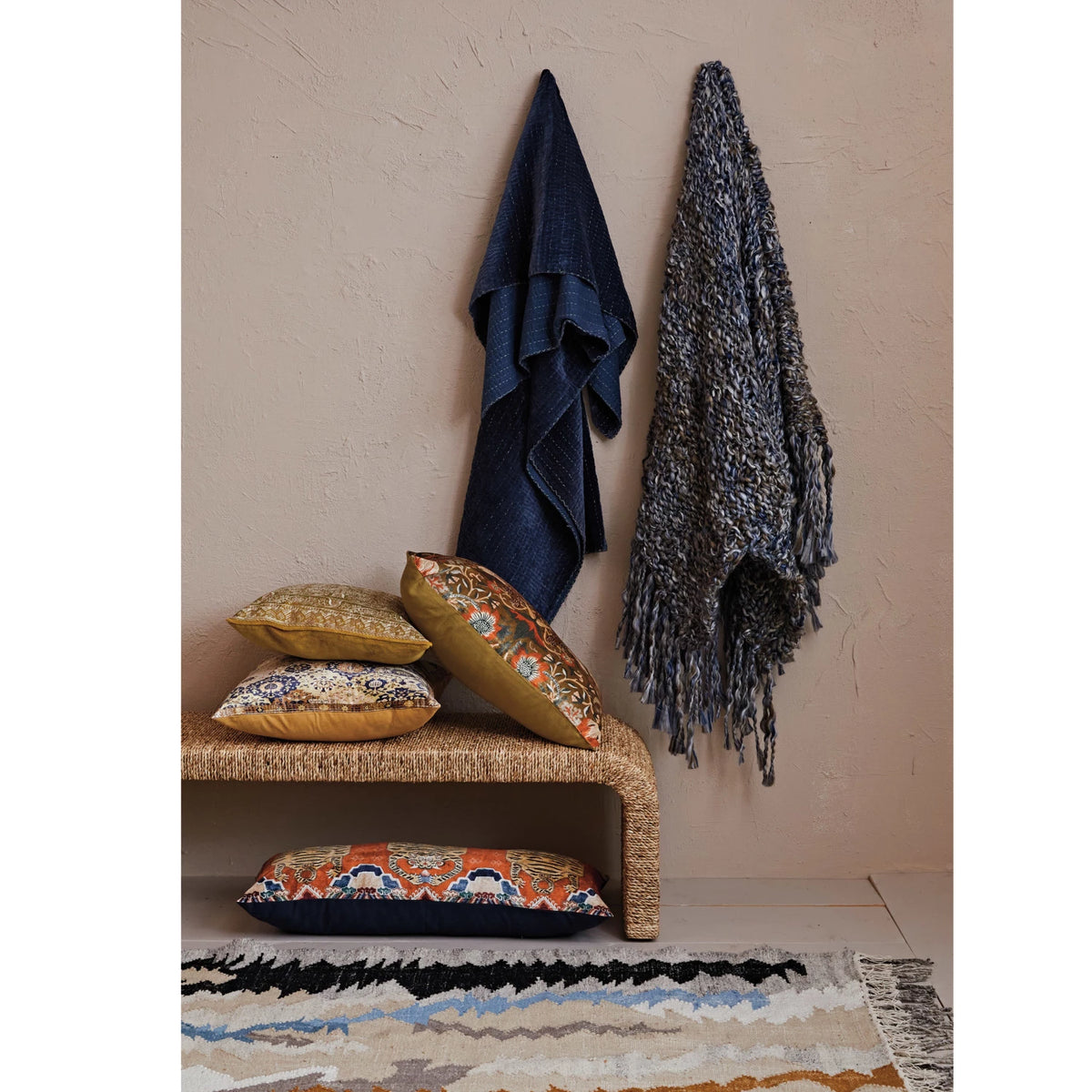 Design Shop 24"L x 16"H Cotton Velvet Printed Lumbar Pillow