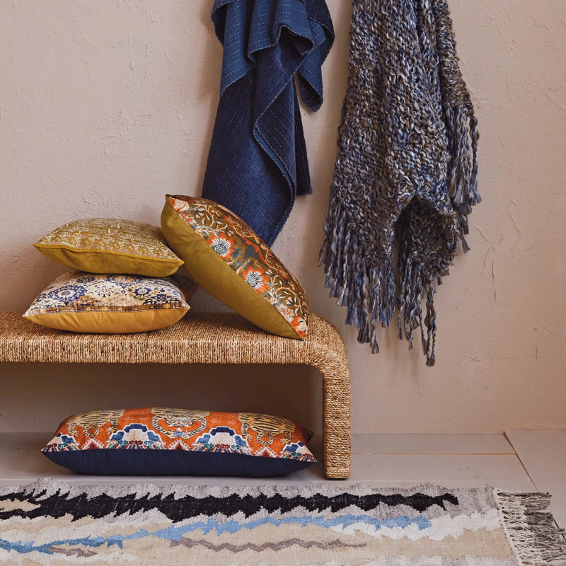 Design Shop 32"L x 14"H Cotton Velvet Printed Lumbar Pillow
