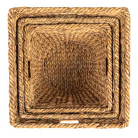 Design Shop Hand-Woven Water Hyacinth & Metal Baskets w/ Handles, Set of 3