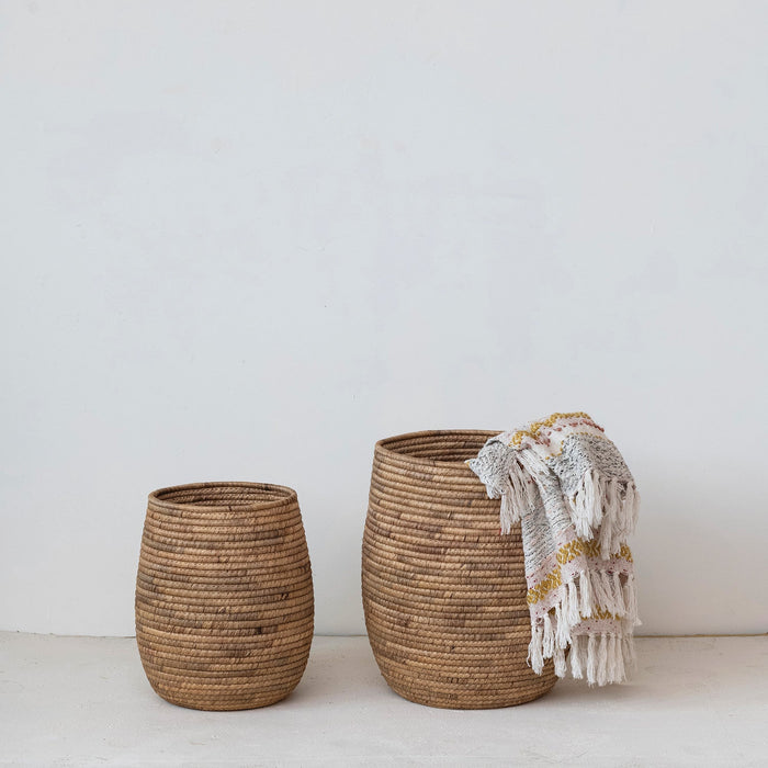 Design Shop Hand-Woven Water Hyacinth Baskets, Set of 2