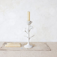 Design Shop Coarse Cast Iron Flower Taper Holder w/ Flowers