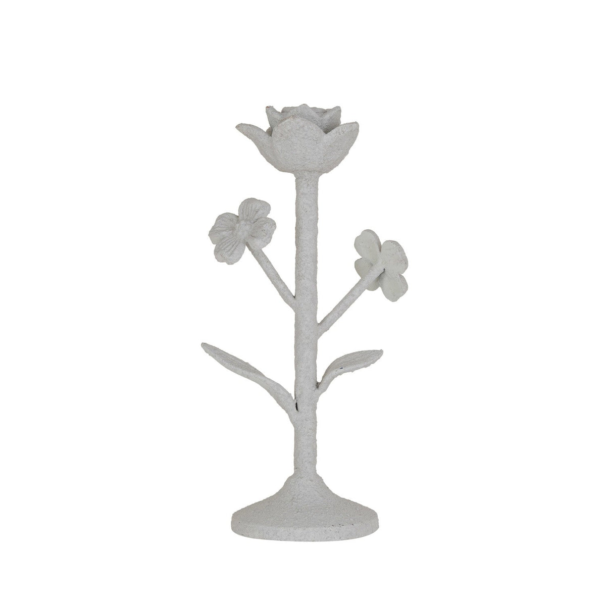 Design Shop Coarse Cast Iron Flower Taper Holder w/ Flowers
