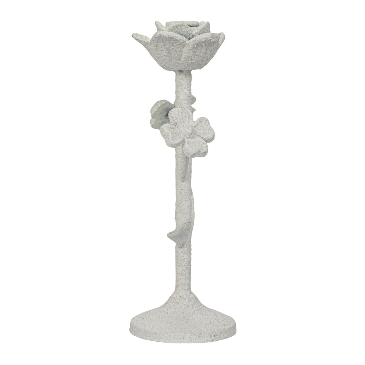 Design Shop Coarse Cast Iron Flower Taper Holder w/ Flowers