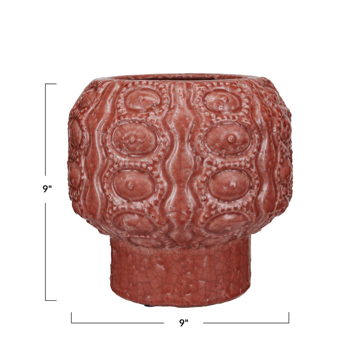 Design Shop Embossed Terra-cotta Footed Planter (Holds 8-1/2" Pot) (Each One Will Vary)
