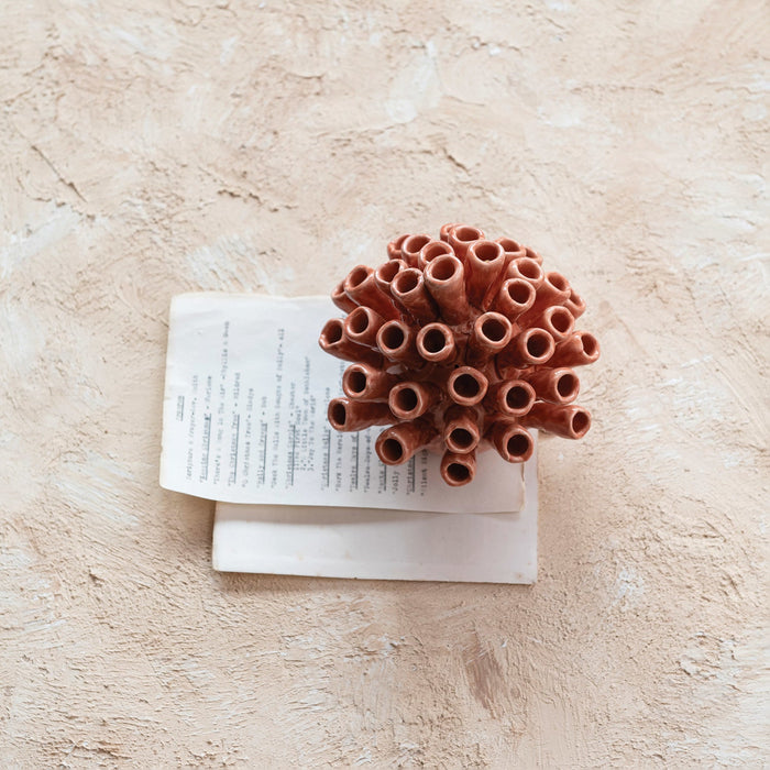 Design Shop Stoneware Coral Shaped Decor, Crackle Glaze, Coral Color (Each One Will Vary)