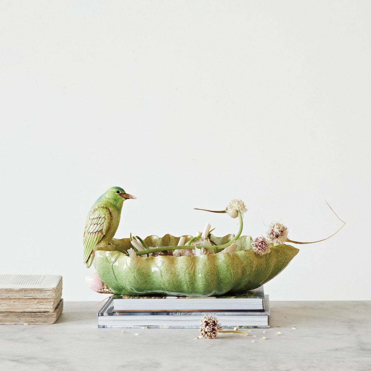 Design Shop Decorative Resin Leaf Shaped Bowl w/ Bird