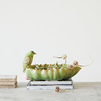 Design Shop Decorative Resin Leaf Shaped Bowl w/ Bird