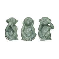 Design Shop Stoneware Hear/Speak/See No Evil Monkey, Set of 3