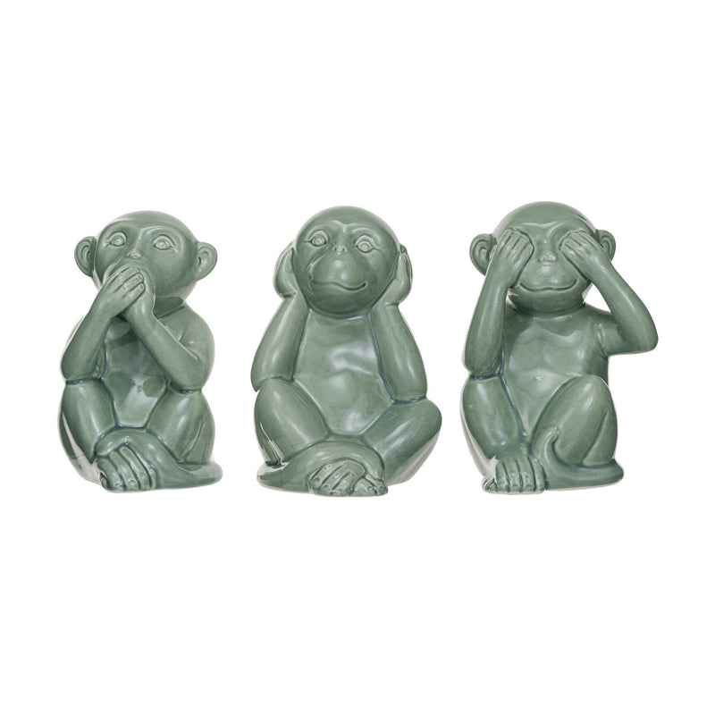 Design Shop Stoneware Hear/Speak/See No Evil Monkey, Set of 3