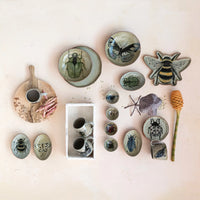 Design Shop Stoneware Plate w/ Insect/Bird, Set of 4.