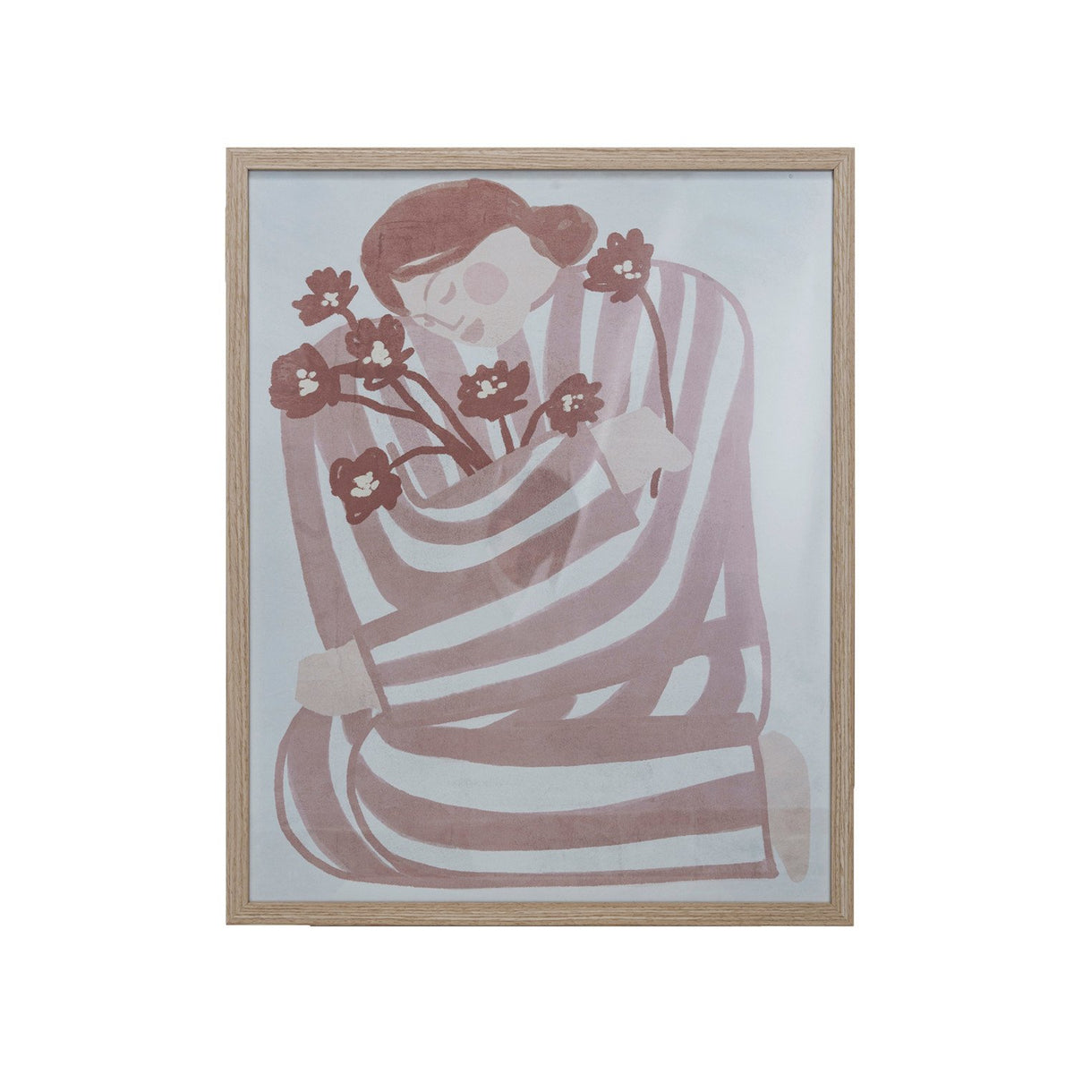 Design Shop MDF Framed Glass Wall Décor w/ Woman Holding Flowers