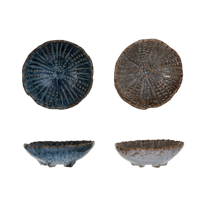 Design Shop Embossed Stoneware Footed Dish, 2 Colors