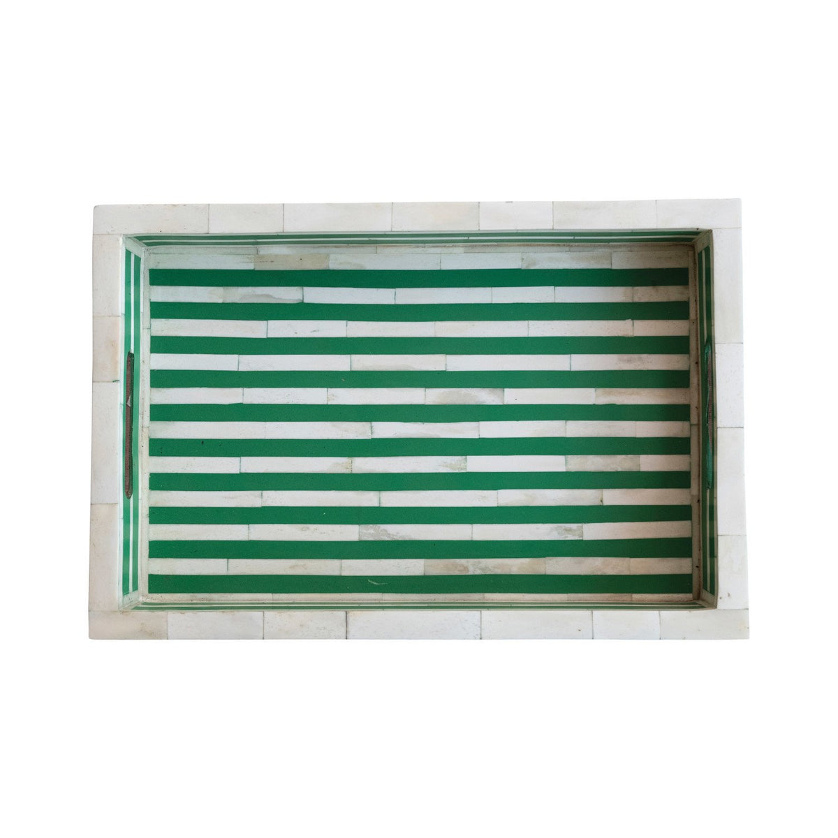 Design Shop Decorative Inlayed Bone & Resin Tray w/ Handles