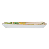 Design Shop Enameled Metal Trays w/ Fruit/Abstract Image & Gold Rim, Set of 2