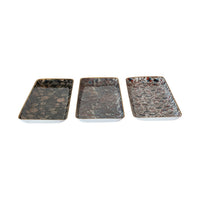 Design Shop Enameled Metal Tray w/ Pattern & Gold Rim, Set of 3.