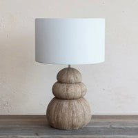 Design Shop Resin Stacked Sea Urchin Table Lamp w/ Linen Shade
