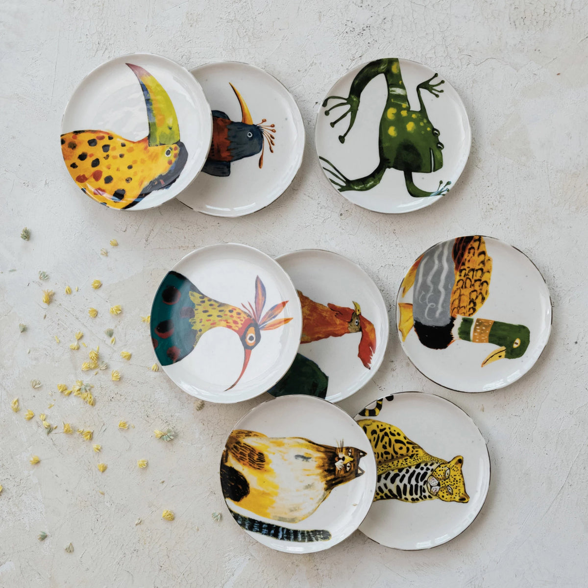 Design Shop Stoneware Plate w/ Animal/Bird, Set of 8.