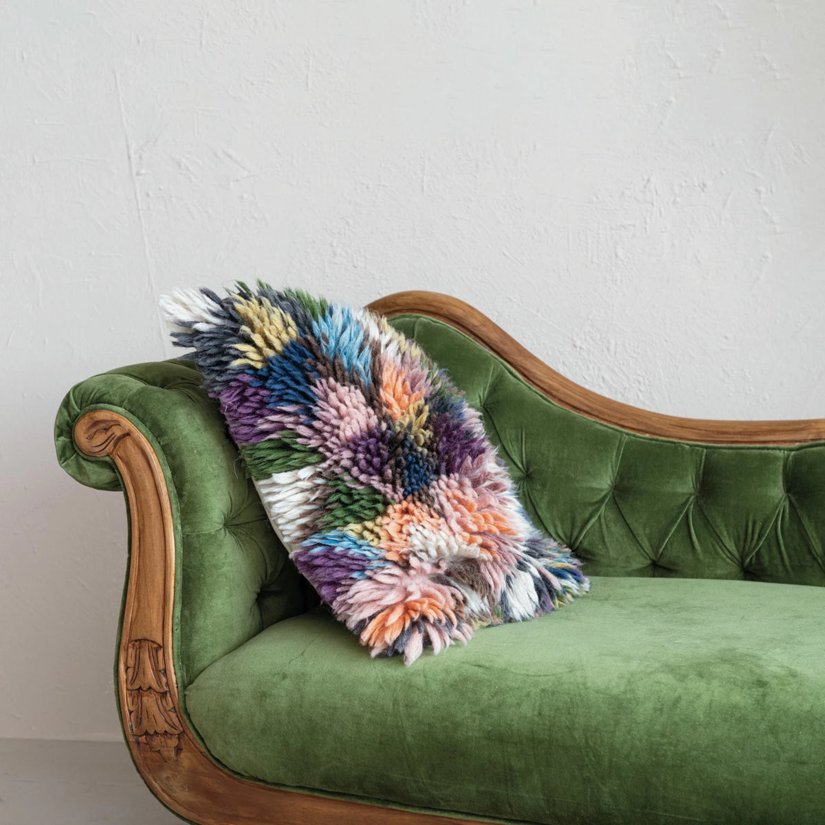 Design Shop 20" Square Woven New Zealand Wool Shag Pillow