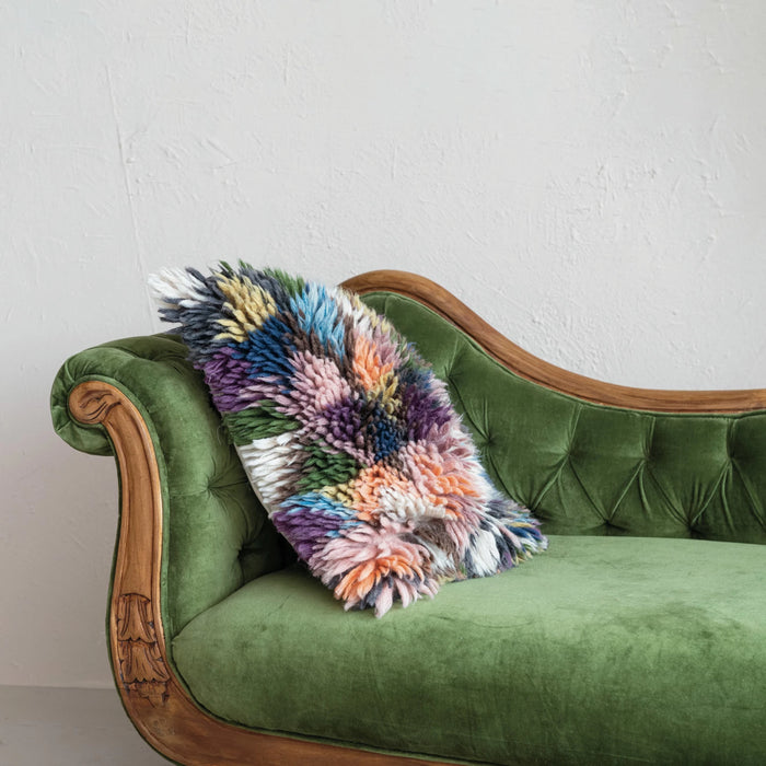 Design Shop 20" Square Woven New Zealand Wool Shag Pillow