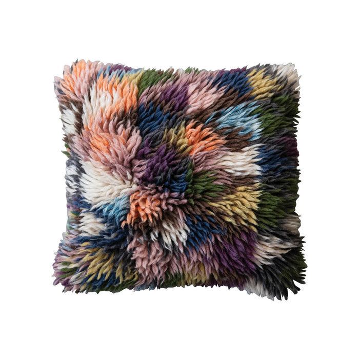 Design Shop 20" Square Woven New Zealand Wool Shag Pillow
